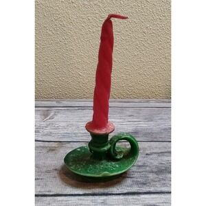 Vintage Christmas Candle Holiday Decoration Red Green  A14